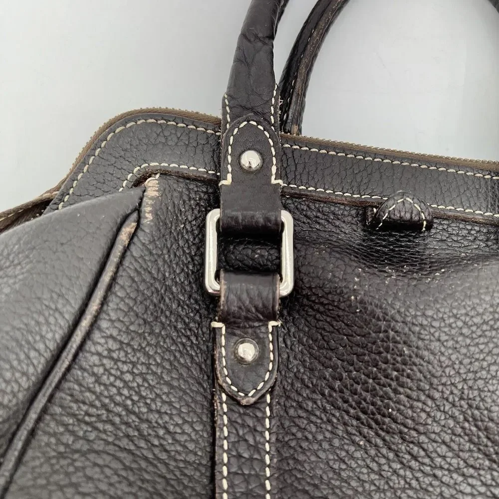 Dooney Bourke VTG Black Two Handle Pebbles Leather Handbag Made In Italy